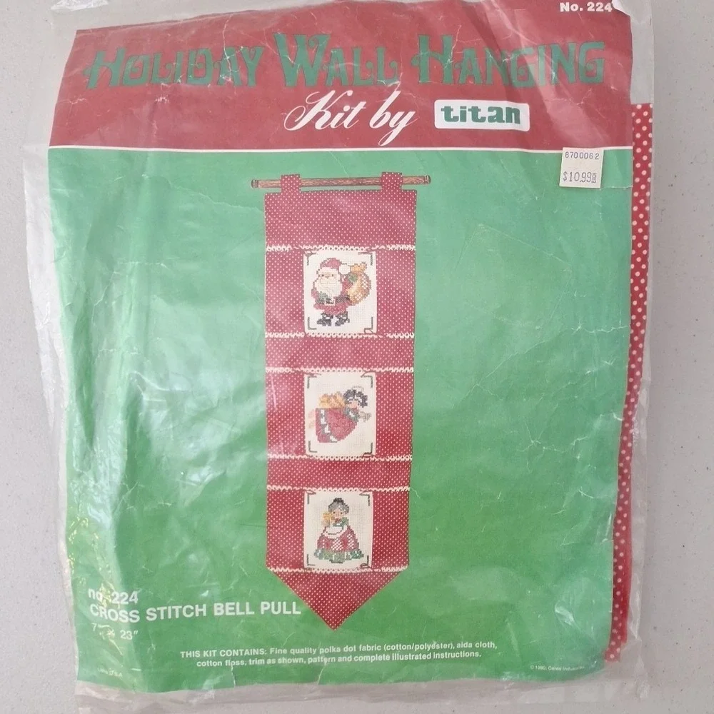 Vintage TITAN Holiday Stitchery Wall Hanging Kit No. 224 Christmas Cross Stitch